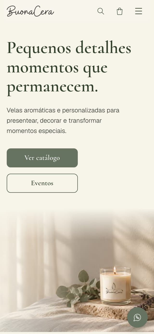 Site da BuonaCera aberto no celular