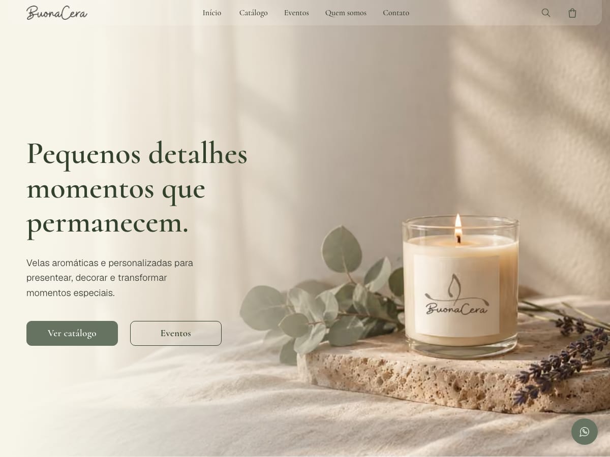 Página inicial do site da BuonaCera
