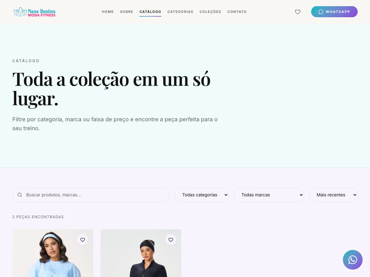 Catálogo do site da Nane Benites, com busca e filtros